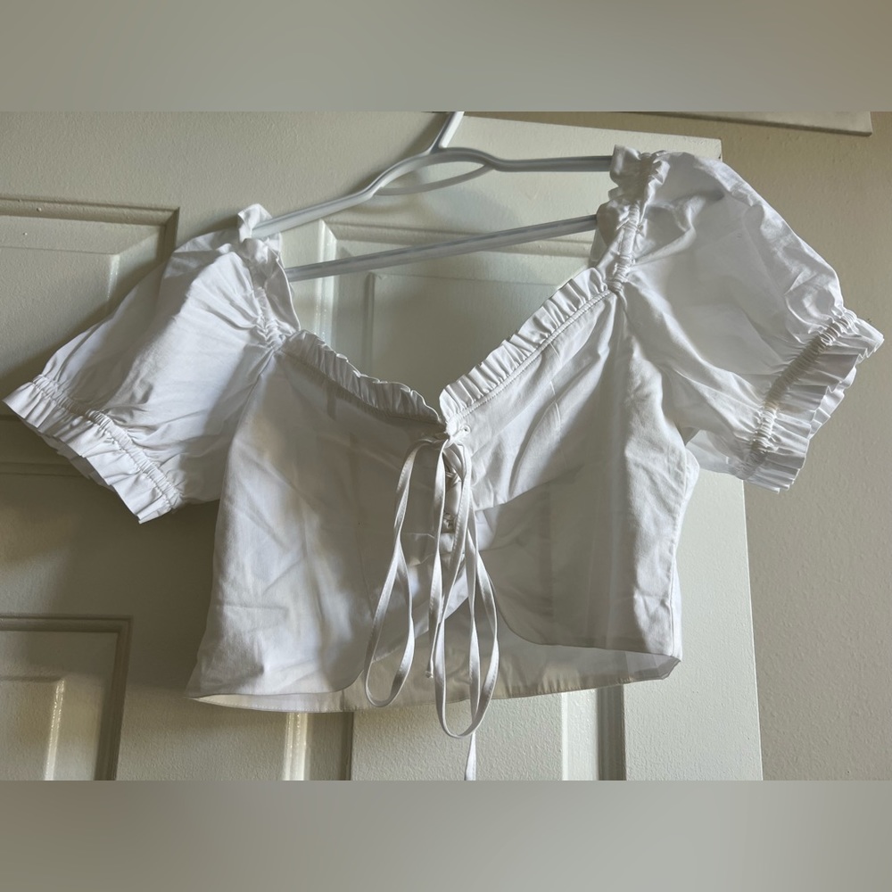 Sunday Best Worn Twice White Tie Up Crop Top